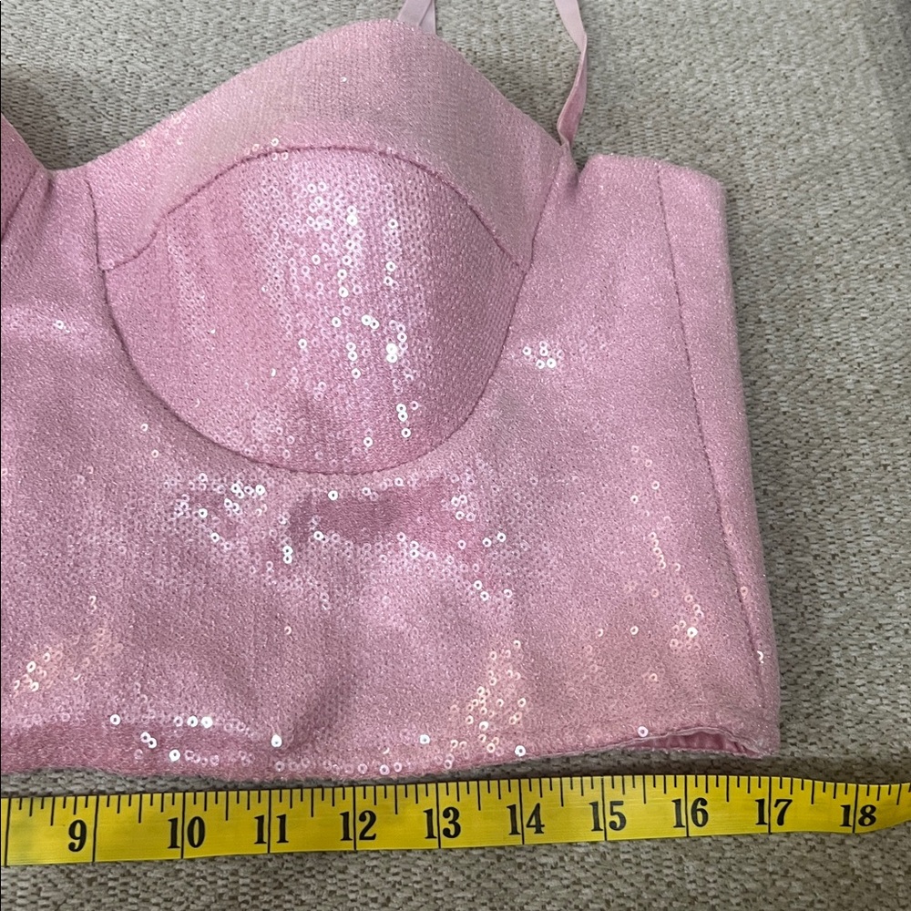 MADE TEUTA MATOSHI PINK SEQUIN CORSET TOP SIZE LARGE - Picture 7 of 15